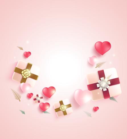 Heart and gift box background vector