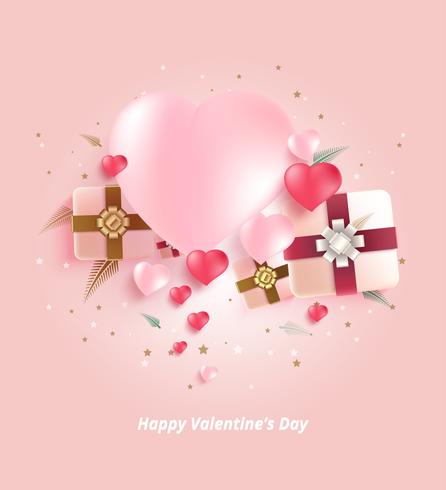 Heart and gift box background vector