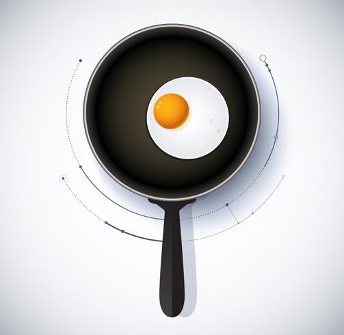 Pan and fried egg  vector
