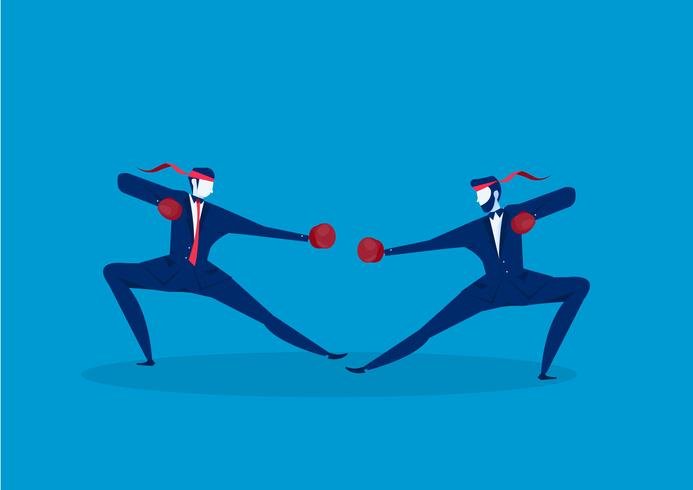 Business man boxing and fighting business vector