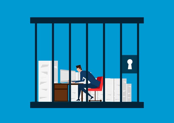 businessman working in the prison vector