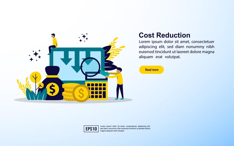 Cost reduction web page template  vector