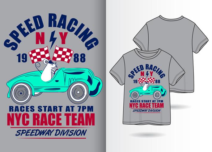 Speed Racing Hand Drawn T Shirt Design vector