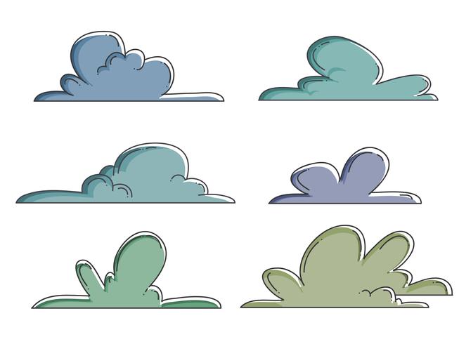 cloud handdrawn cute clip art set vector