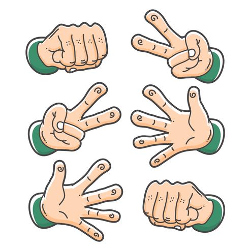 hand rock paper and scissor cute clip art set vector