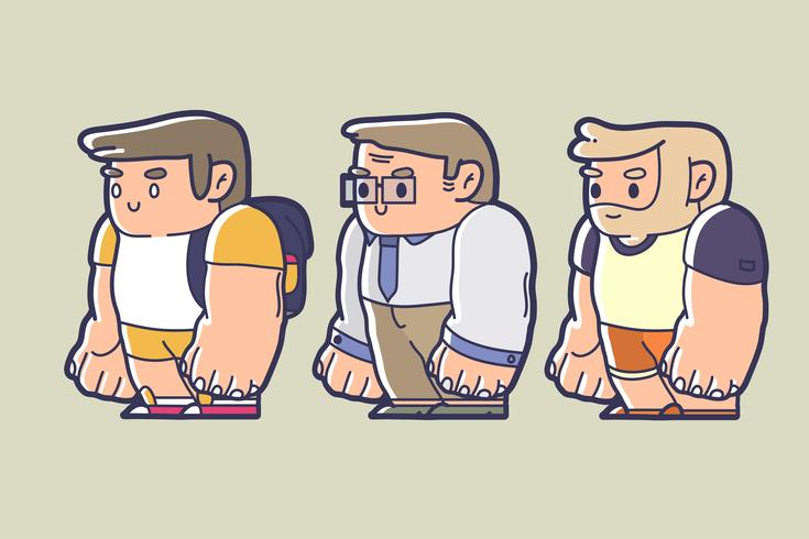 Chibi character design of a kid, office worker and old man with beard vector