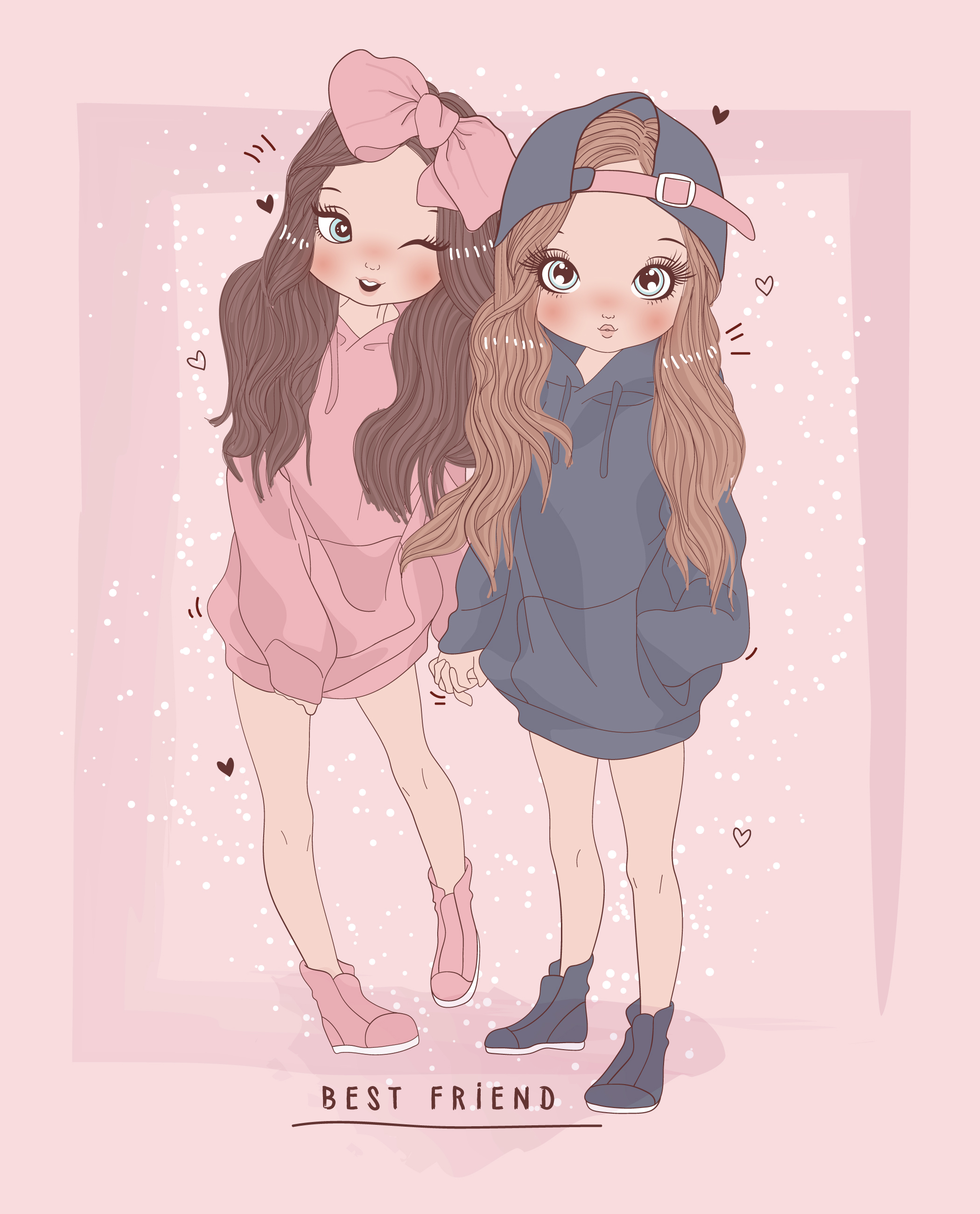 Hand drawn cute girl best friends with long sweatshirts with typography 675656 Vector Art at Vecteezy Hand drawn cute girl best friends with long sweatshirts with typography 675656 Vector Art at Vecteezy