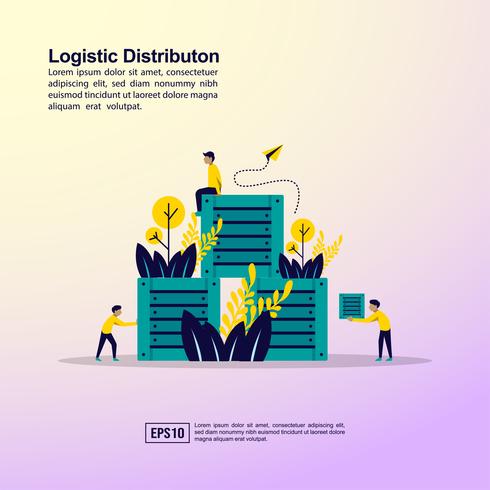 Página de aterrizaje de distribución logística vector