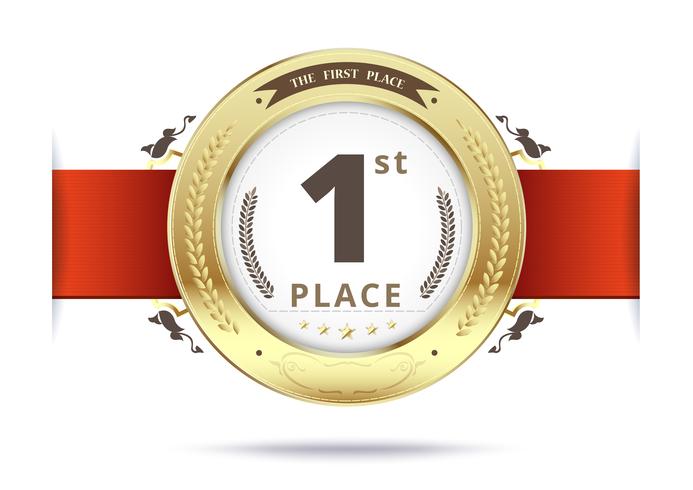 Gold medal for first place vector