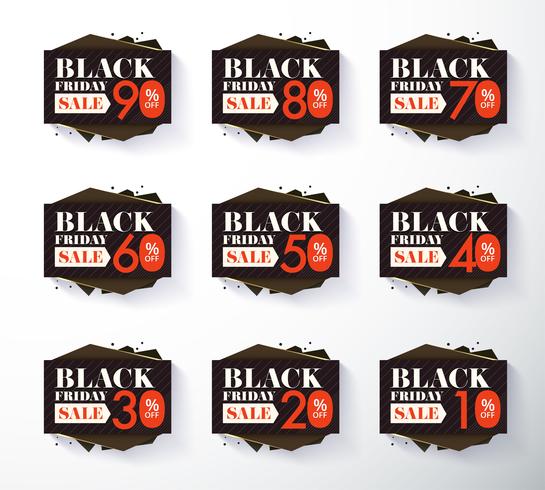 Black Friday promotion label and tag discount vector