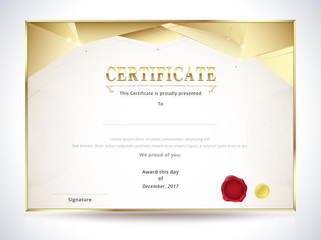 Plantilla de certificado de diploma de oro vector