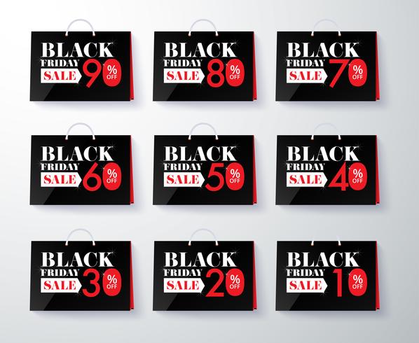 Black Friday promotion label and tag discount vector