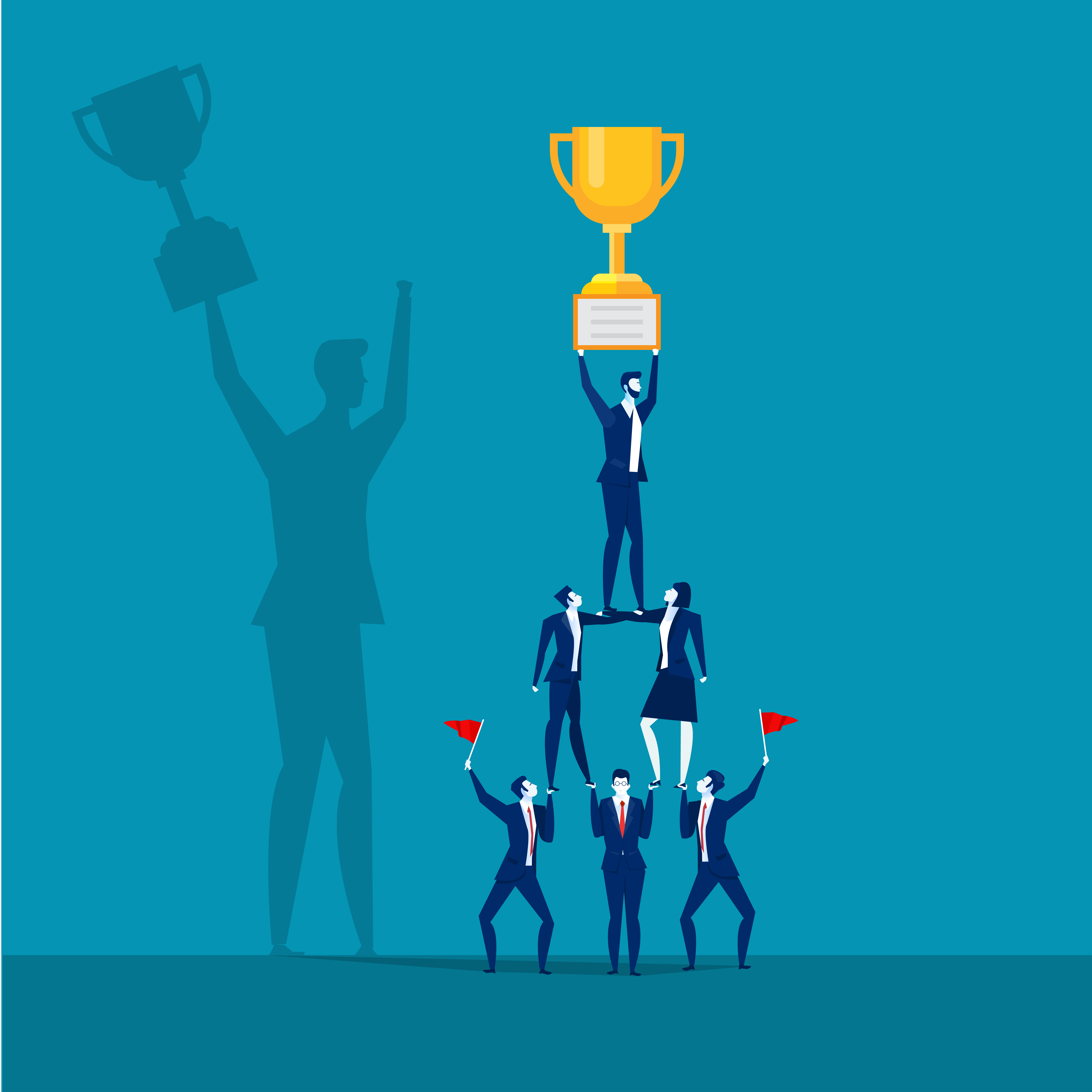 Successful business team holding trophy 675796 Vector Art at Vecteezy