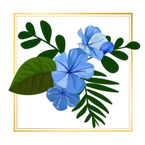 Azul Floral Flor Vector Hoja Naturaleza Elementos Ilustración