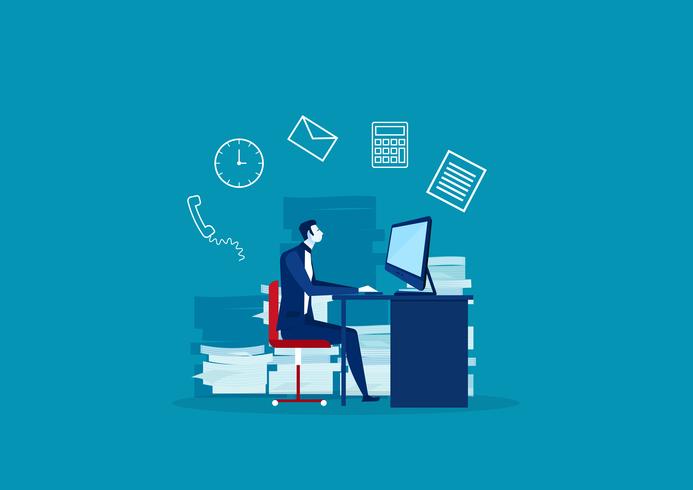 Busy time of business man in working hard vector