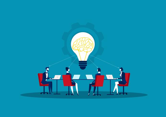 Business person exchanging solution and sharing ideas vector