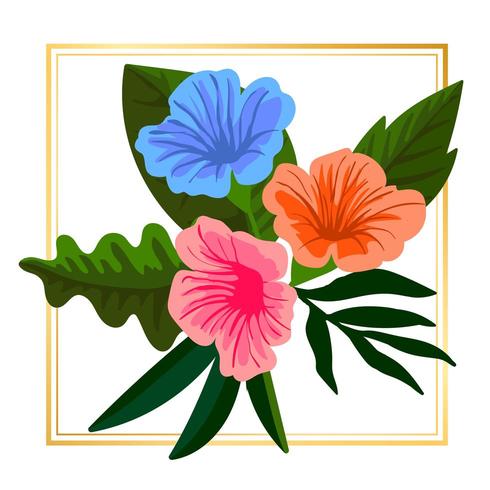 Framed Colorful Floral Vector