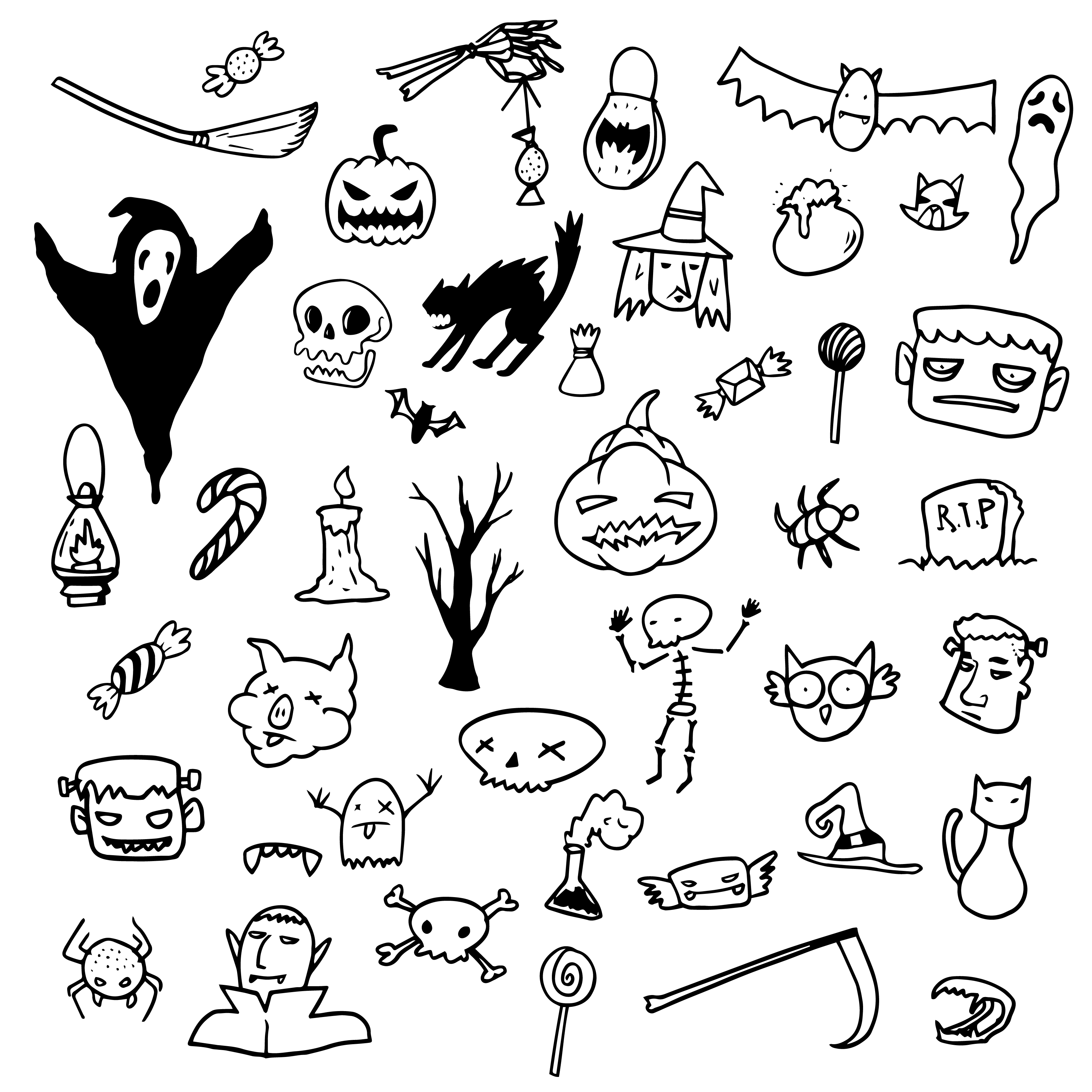 Halloween Doodle Draw Horror Graphic Elements 675869 Vector Art at Vecteezy