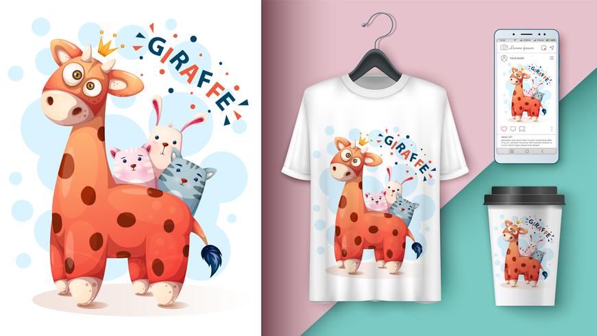 Giraffe, cat, kitty, rabbit - mockup for your idea vector