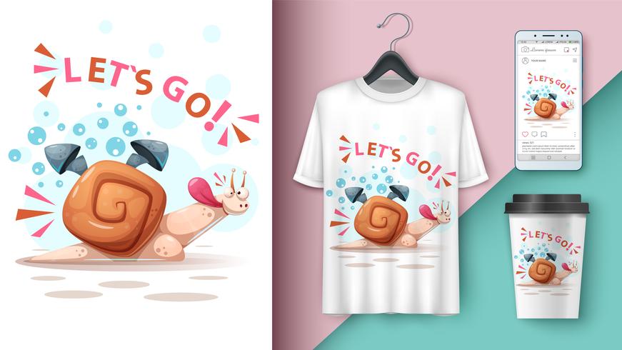 Cartoon snail - mockup for your idea vector