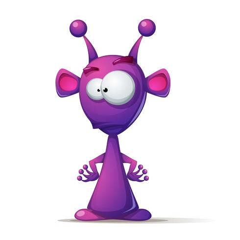 Funny, cute alien with big eye and ear vector