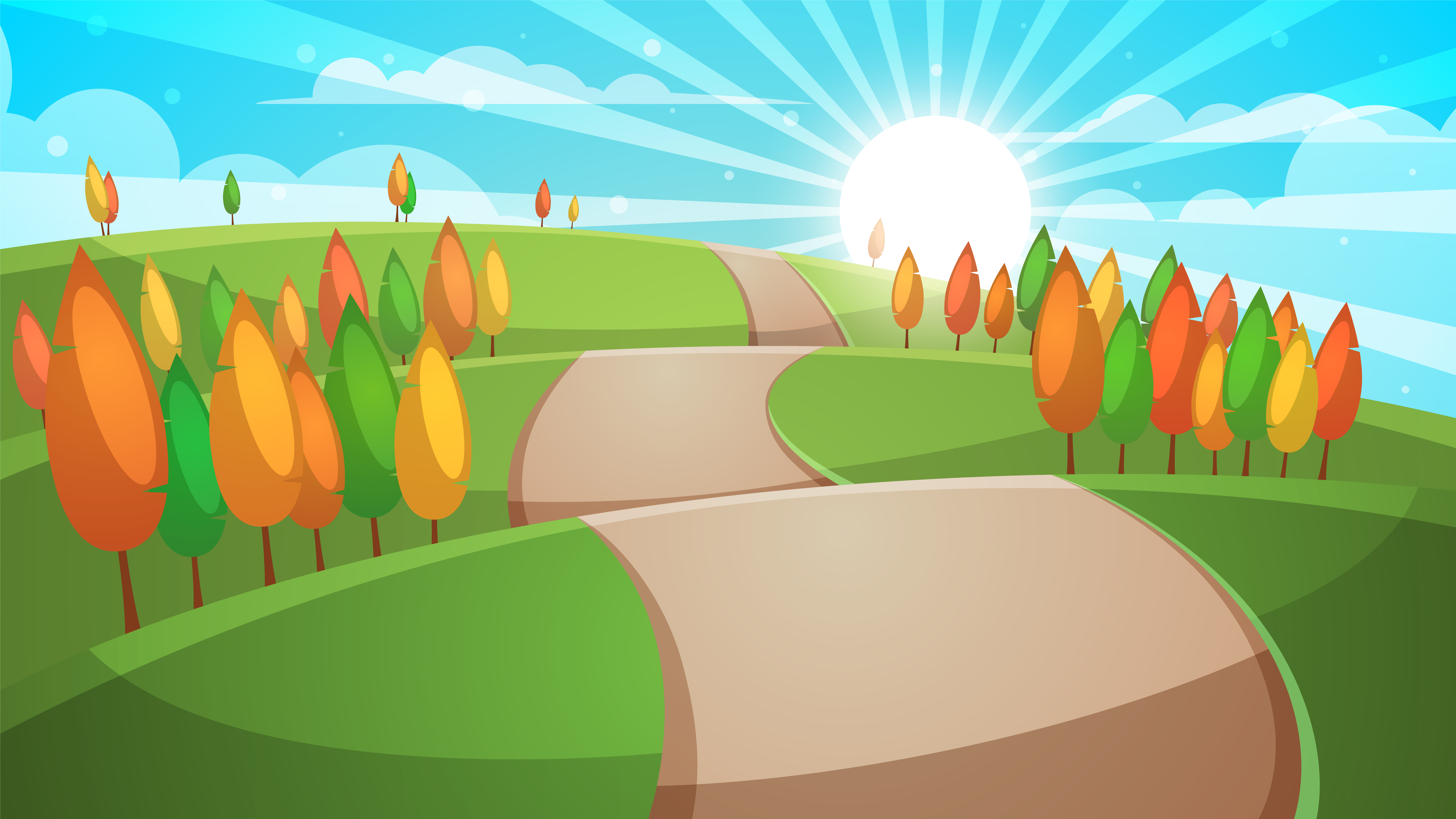 Cartoon Landscape Vector Landscape Clipart Simple Background Images Images