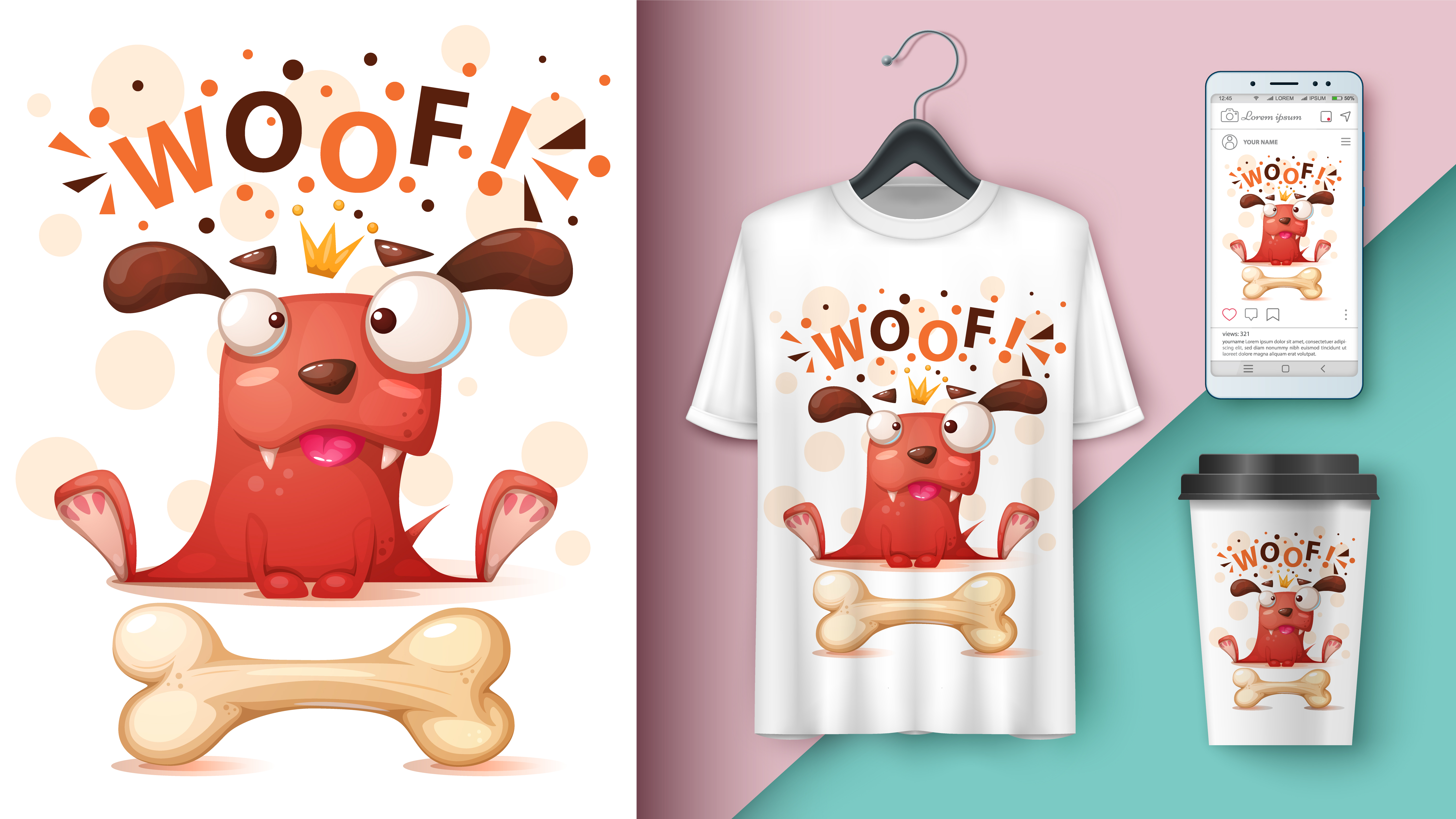 Download Crazy dog - mockup for your idea. - Download Free Vectors, Clipart Graphics & Vector Art