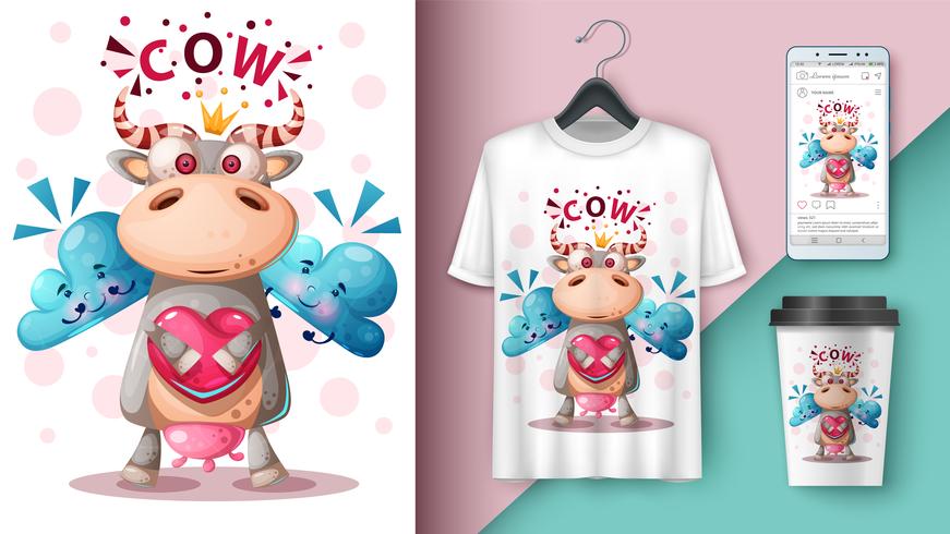 Crazy cow - mockup for your idea vector