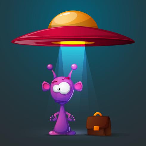 Funny, cute alien with big eye and ear vector