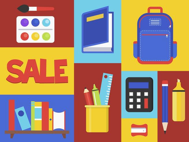 Back to school Sale, School supplies vector