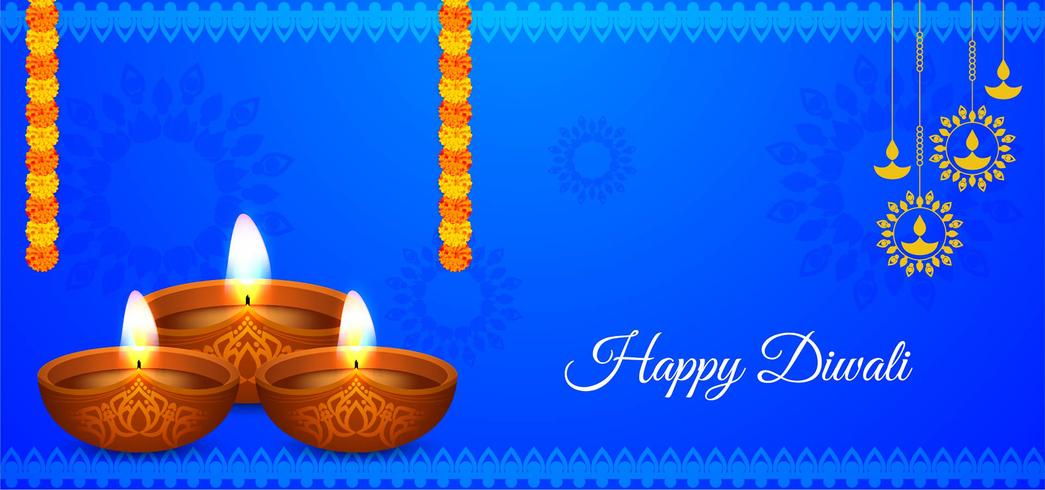 Diseño de Happy Diwali de color azul vector