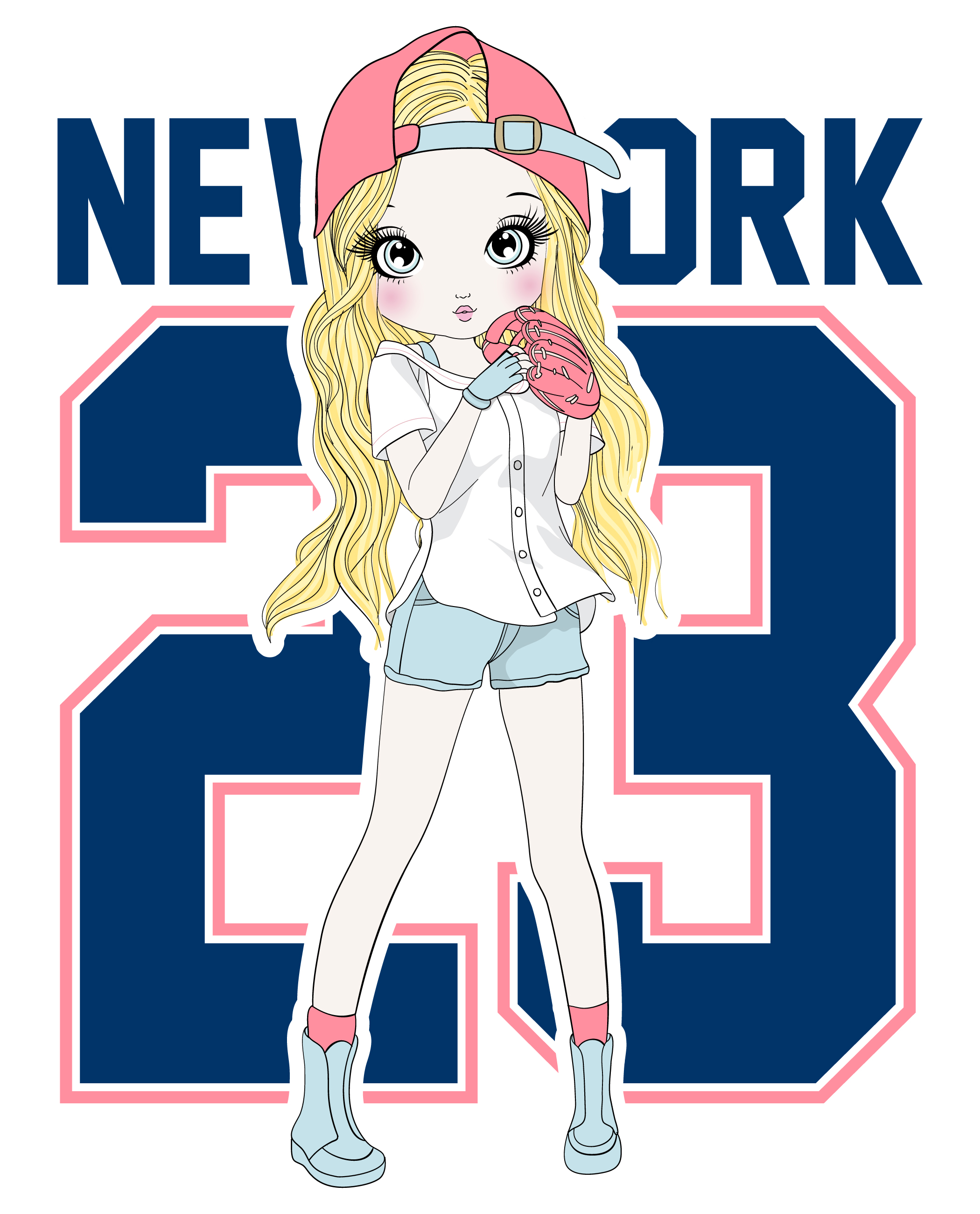 Hand drawn cute baseball girl with typography 675983 Vector Art at Vecteezy