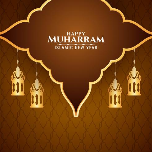 stylish golden frame Happy Muharran card vector