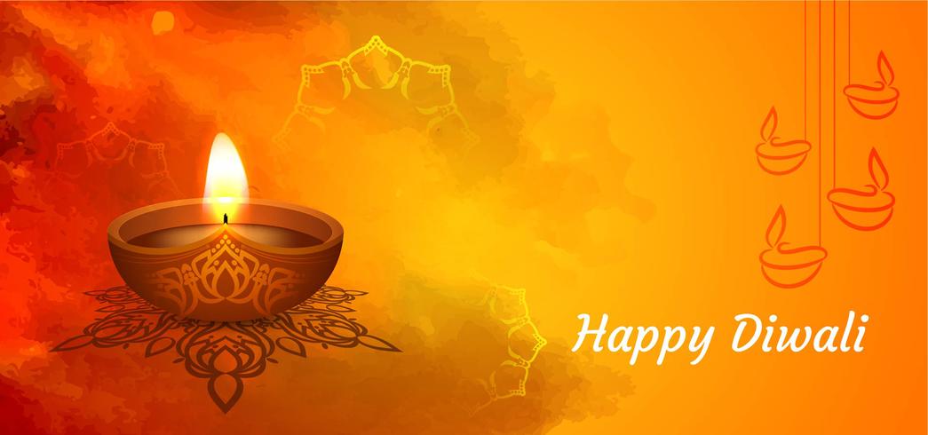 Indian festival Happy Diwali greeting banner vector