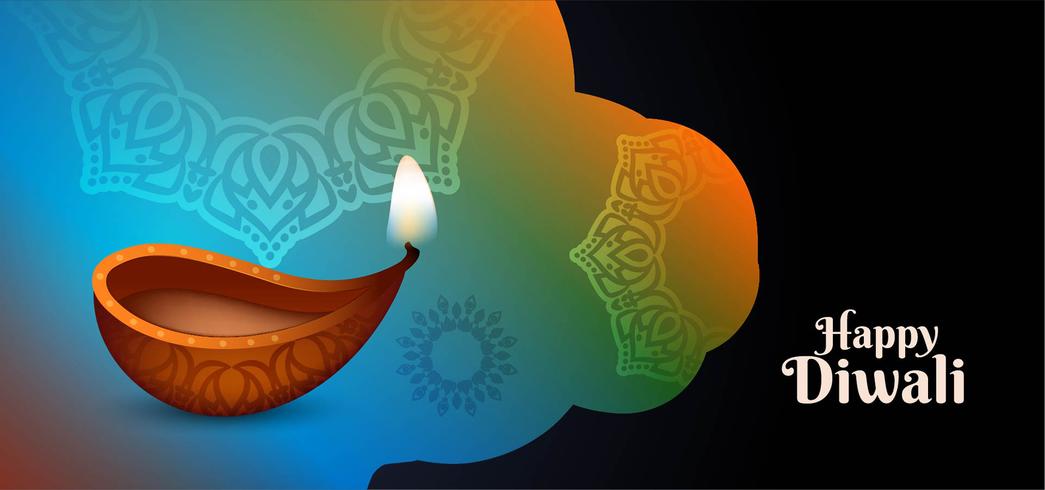 colorful shiny Happy Diwali design vector