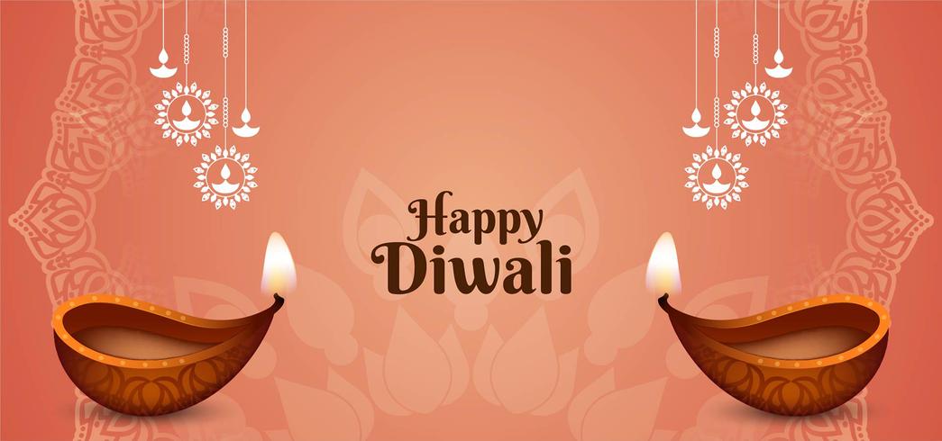 Tarjeta de felicitación del festival indio Happy Diwali vector