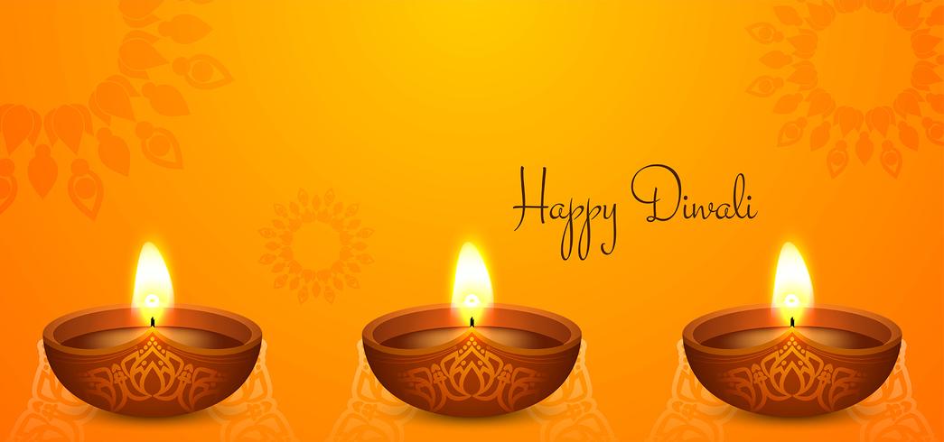 bright Happy Diwali design with diya vector