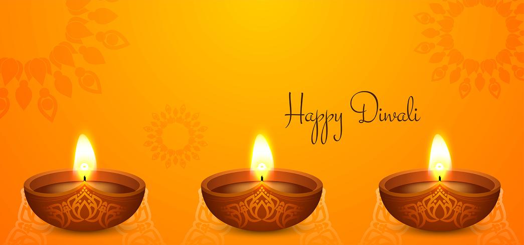 bright Happy Diwali design with diya vector