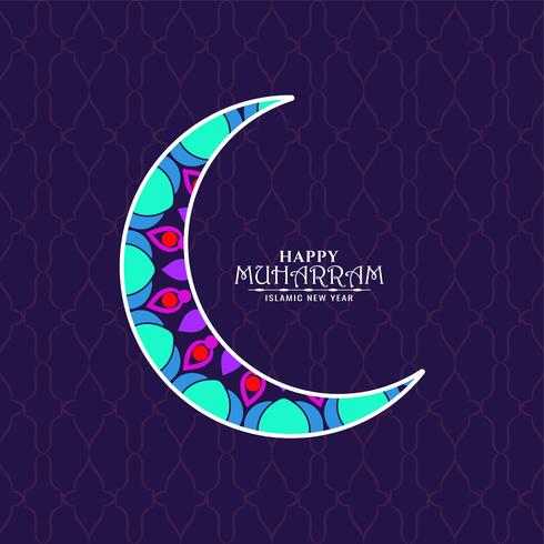 Diseño de luna colorida feliz de Muharran vector