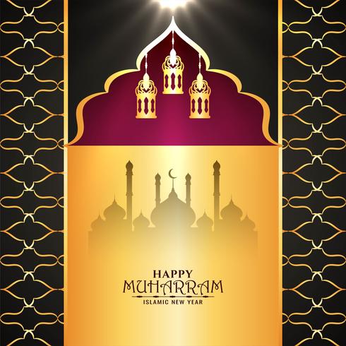 Happy Muharran islamic pattern design vector