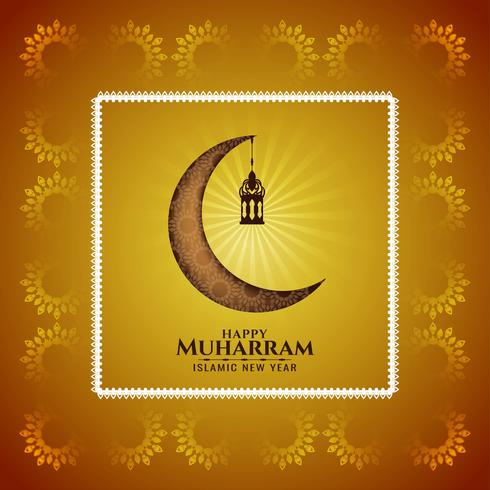 Happy Muharran stylish moon design vector