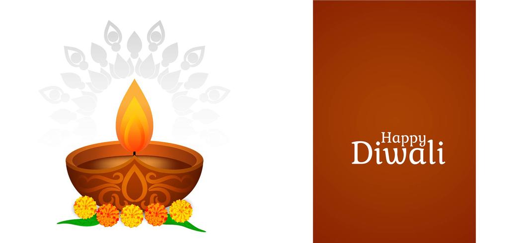 Happy Diwali design with decorative lamp vector