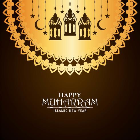 hanging lanterns Happy Muharran design vector