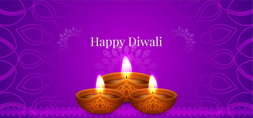 Feliz diseño decorativo violeta Diwali vector