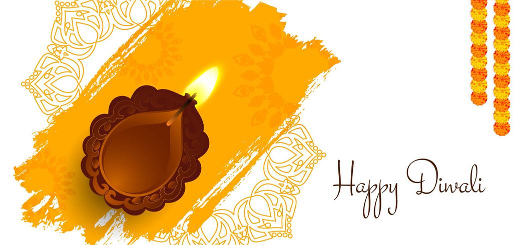 Happy Diwali design with lamp vector