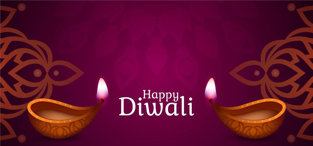 Happy Diwali purple design vector