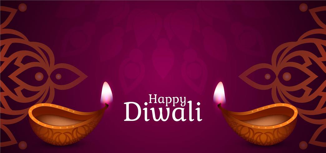 Happy Diwali purple design vector