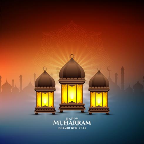 Happy Muharran colorful stylish arabic design vector