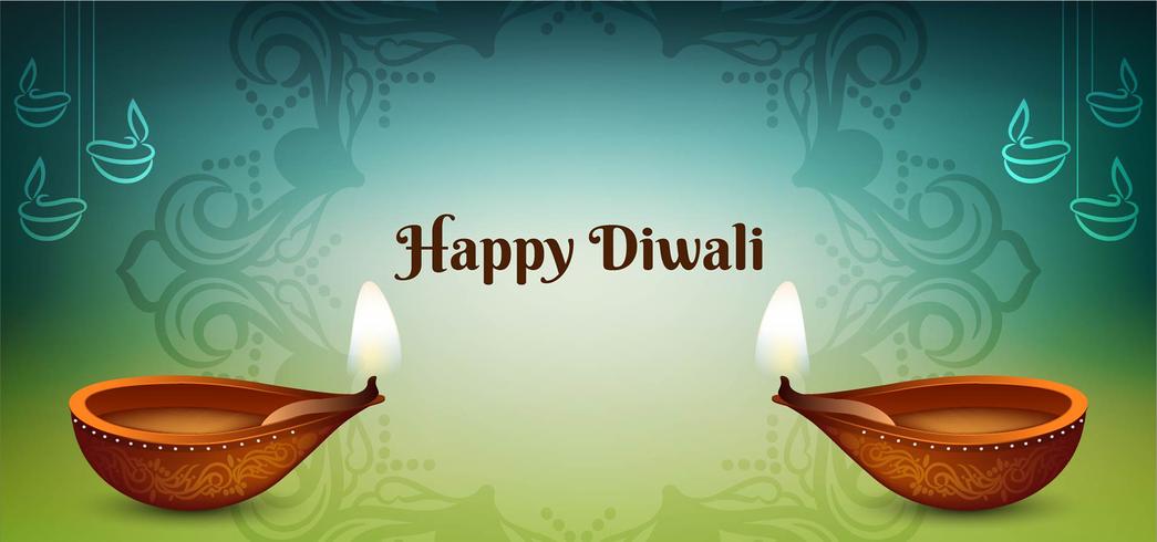 Happy Diwali festival blue and green design vector