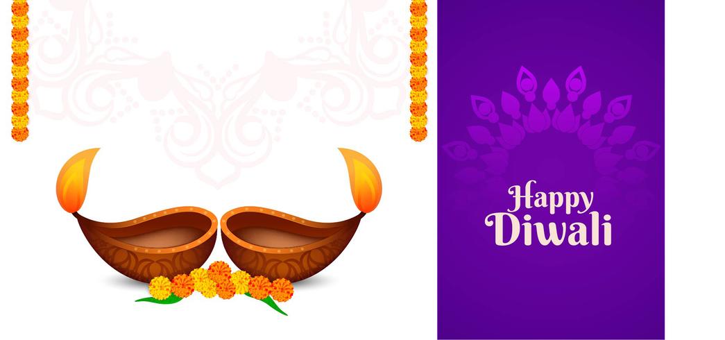 Diseño étnico elegante Happy Diwali vector